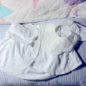 Vintage baby girl 3 piece set- Dress, bib, slip